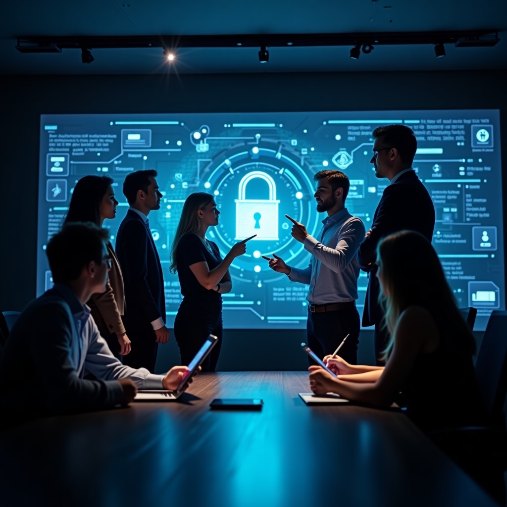 Nosyq leadership team discussing security strategy